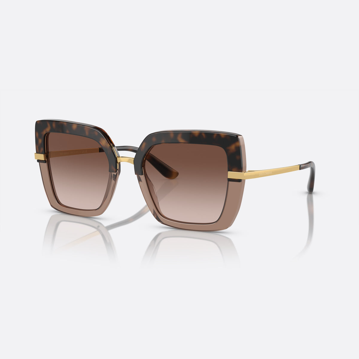 Ochelari de soare Dolce & Gabbana DG4373 3256/13, patrati țestoasă, pentru femei, punte metalică cu finisaj auriu, feronerie metalică aurie