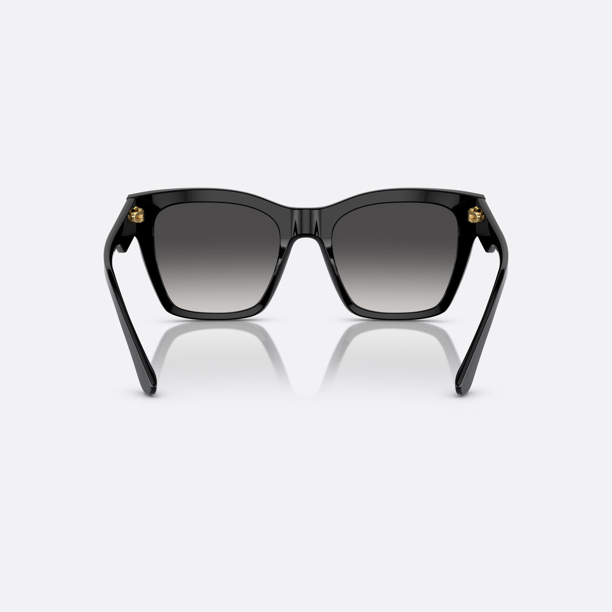 Dolce & Gabbana DG4384 501/8G sunglasses, black square frame for women, plain bridge, brand logo on temple, wide tapered temples, back view