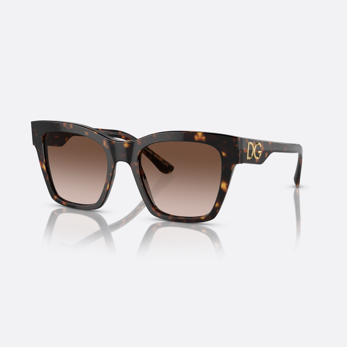 Ochelari de soare Dolce & Gabbana DG4384 502/13 B, patrati havana, pentru femei, punte simplă integrată, logo-ul brandului pe braț