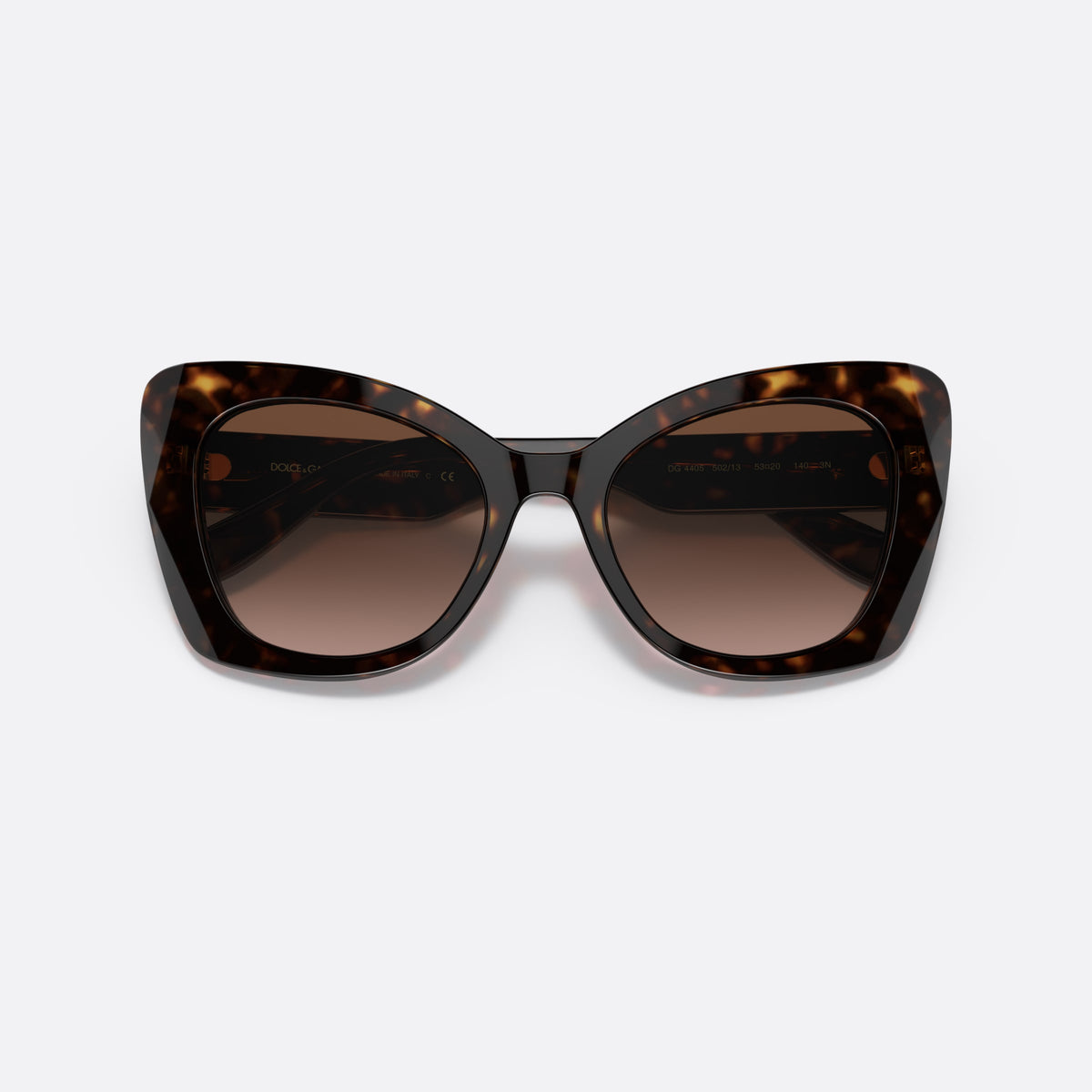 Dolce & Gabbana DG4405 502/13 D sunglasses, havana butterfly frame for women, integrated bridge, brand lettering on temples