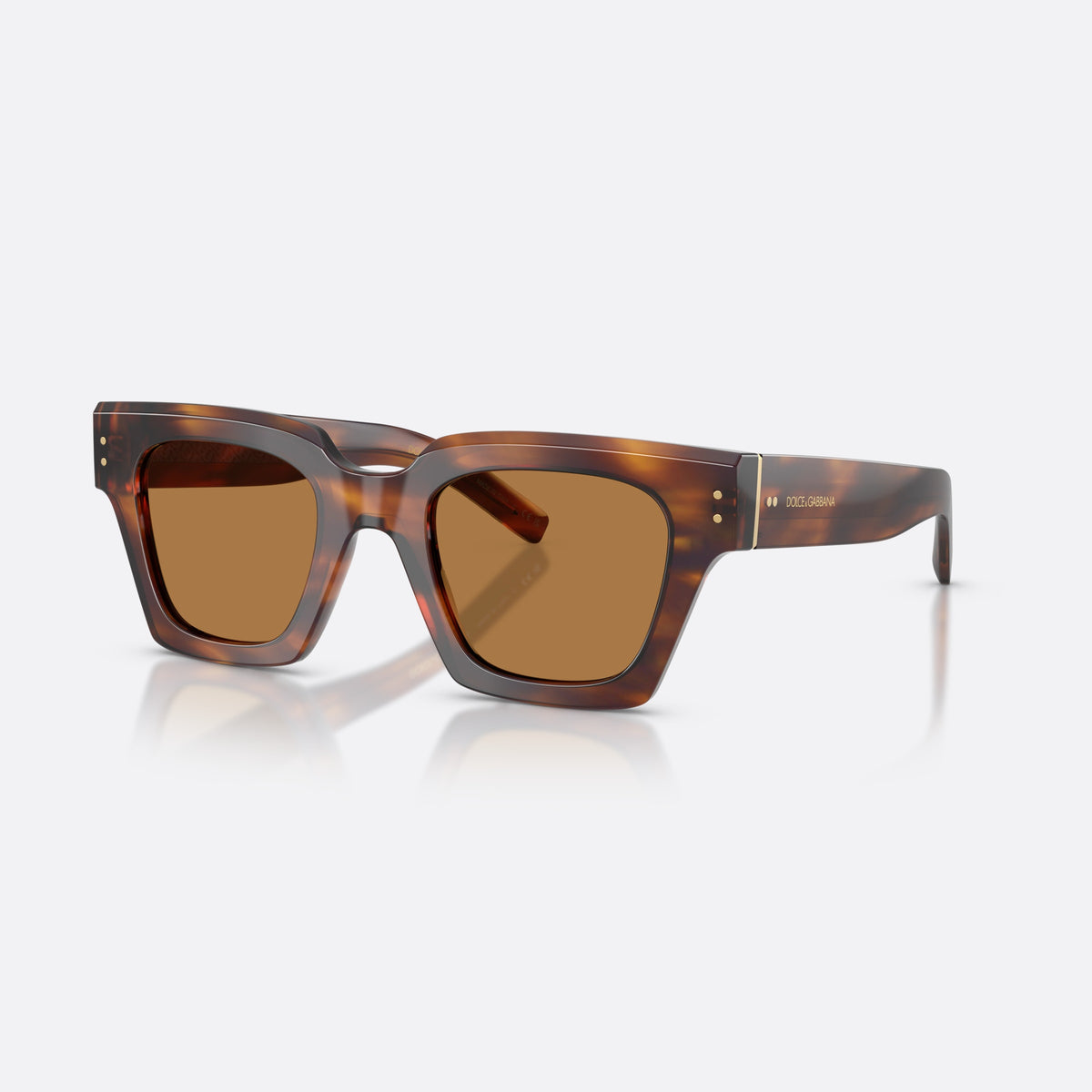Dolce & Gabbana DG4413 306373 sunglasses, havana square frame for men, plain bridge, brand lettering on temple, full-rim frame