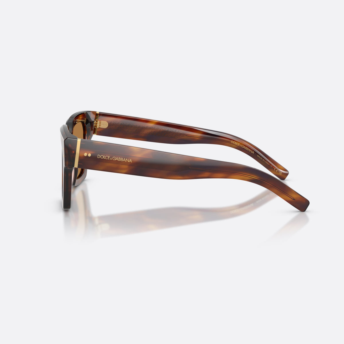 Ochelari de soare Dolce & Gabbana DG4413 306373, patrati havana, pentru bărbați, punte simplă, litere ale brandului pe braț, ramă completă, vedere laterală