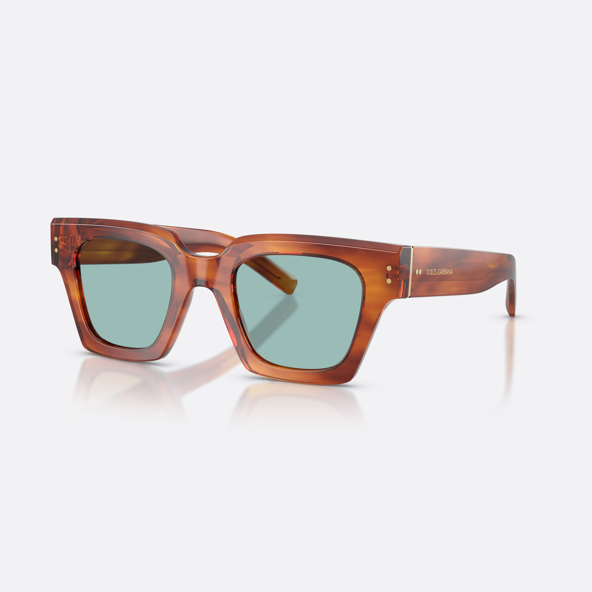 Ochelari de soare Dolce & Gabbana DG4413 322180, patrati havana, pentru bărbați, punte simplă, literele brandului pe brațe, ramă completă