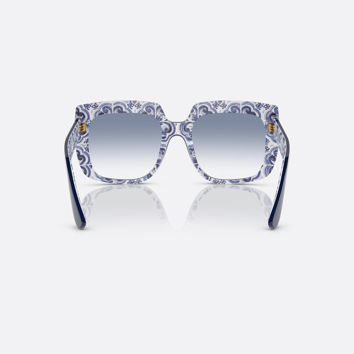 Dolce & Gabbana DG4414 341419 sunglasses, blue square frame for women, plain bridge, brand logo on temple, wide temples, back view