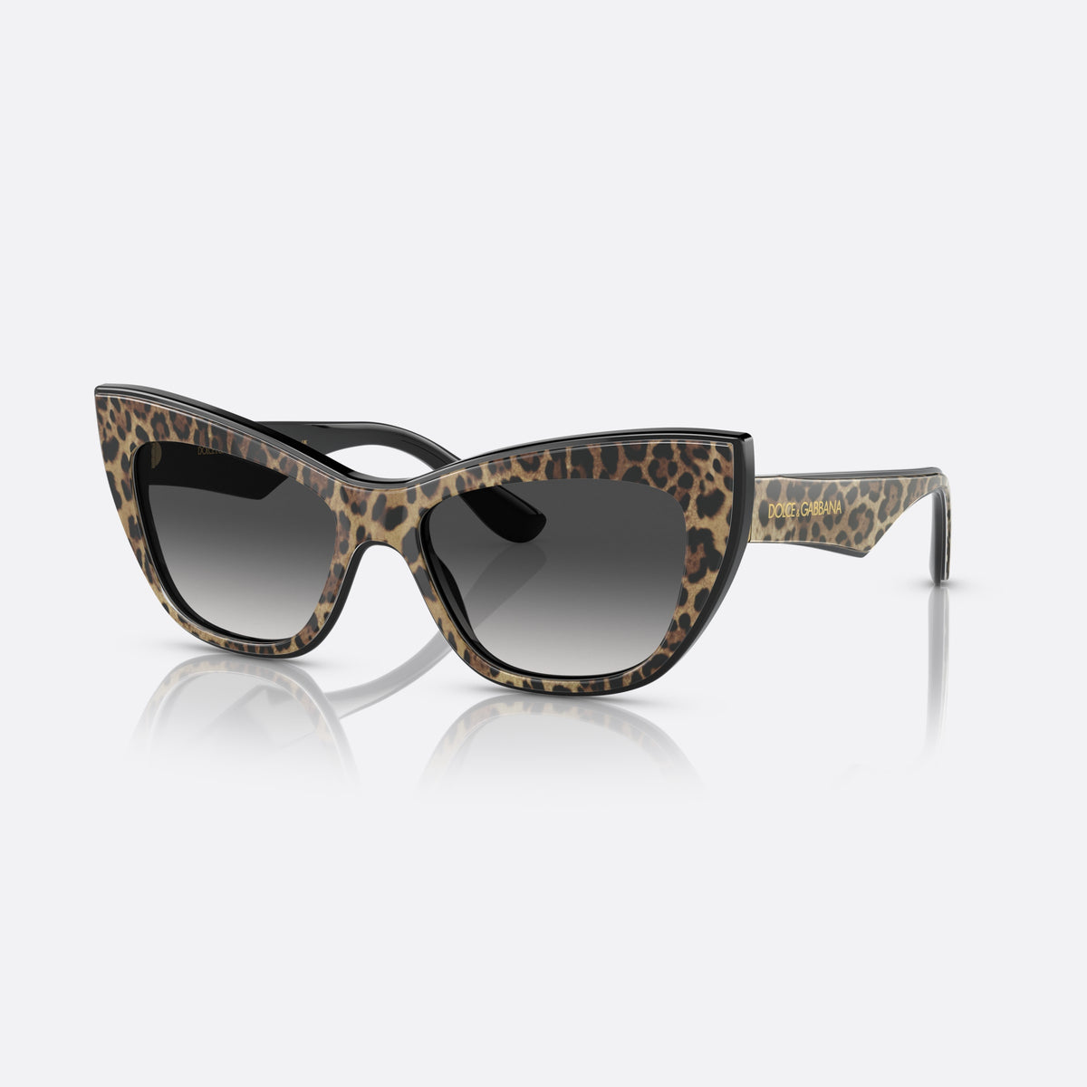 Dolce & Gabbana DG4417 3163/8G sunglasses, black cat eye frame for women, keyhole bridge, brand lettering on the temples