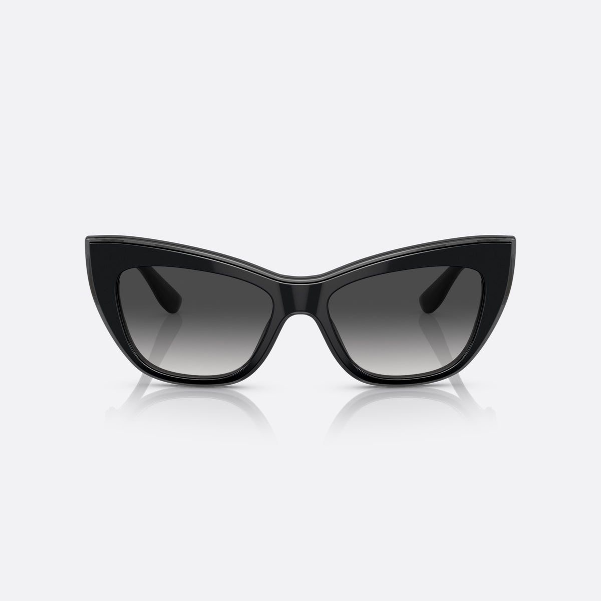 Dolce & Gabbana DG4417 3246/8G A sunglasses, black cat eye frame for women, plain bridge, brand lettering on temples, tapered temples, front view