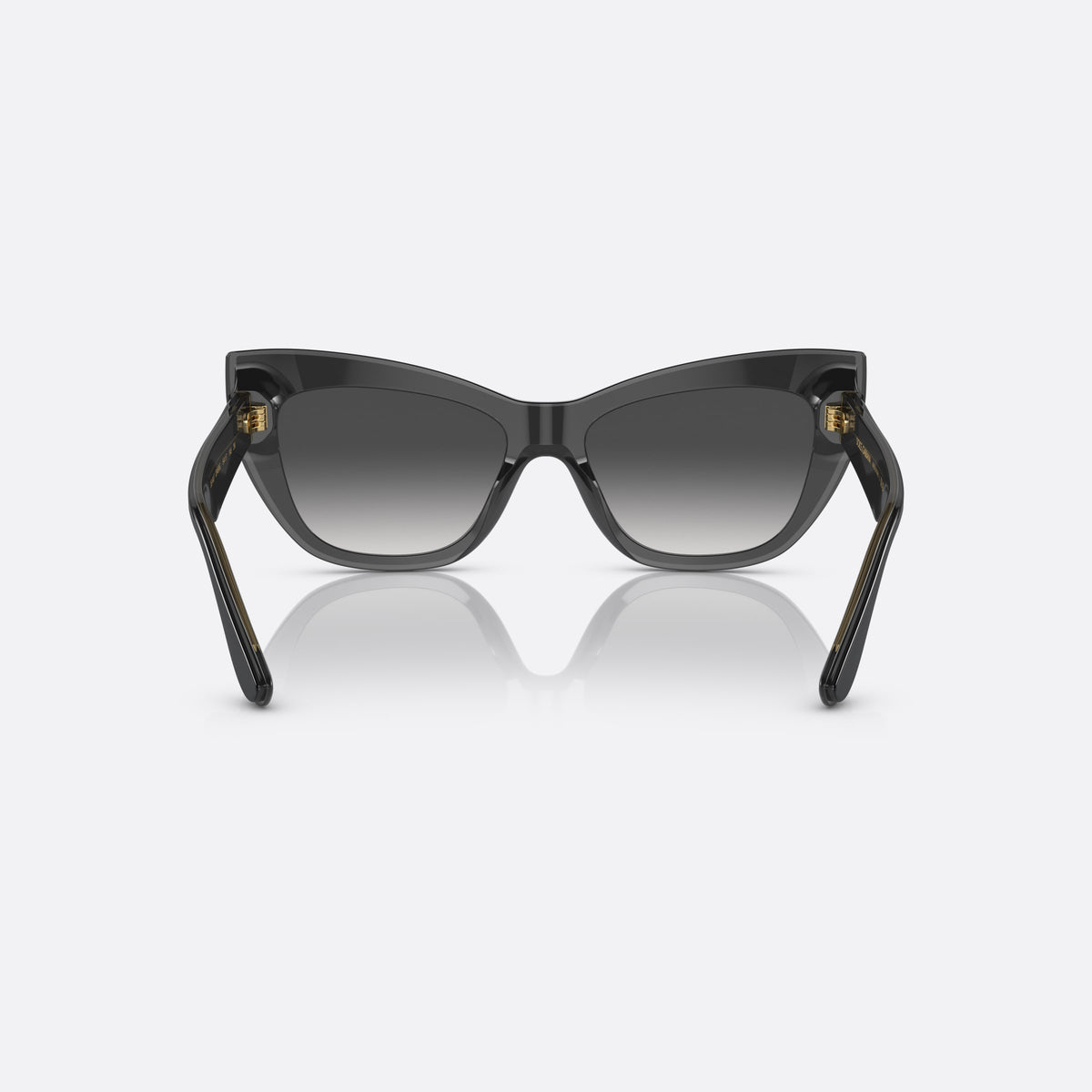 Dolce & Gabbana DG4417 3246/8G A sunglasses, black cat eye frame for women, plain bridge, brand lettering on temples, tapered temples, back view
