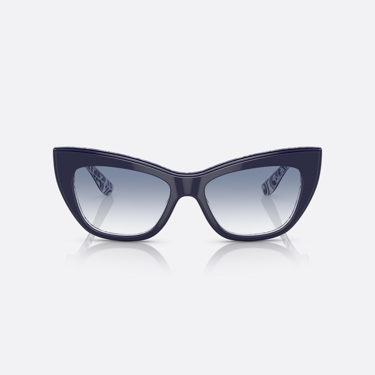 Dolce & Gabbana DG4417 341419 sunglasses, blue cat eye frame for women, plain bridge, integrated into frame, wide tapered temples, front view