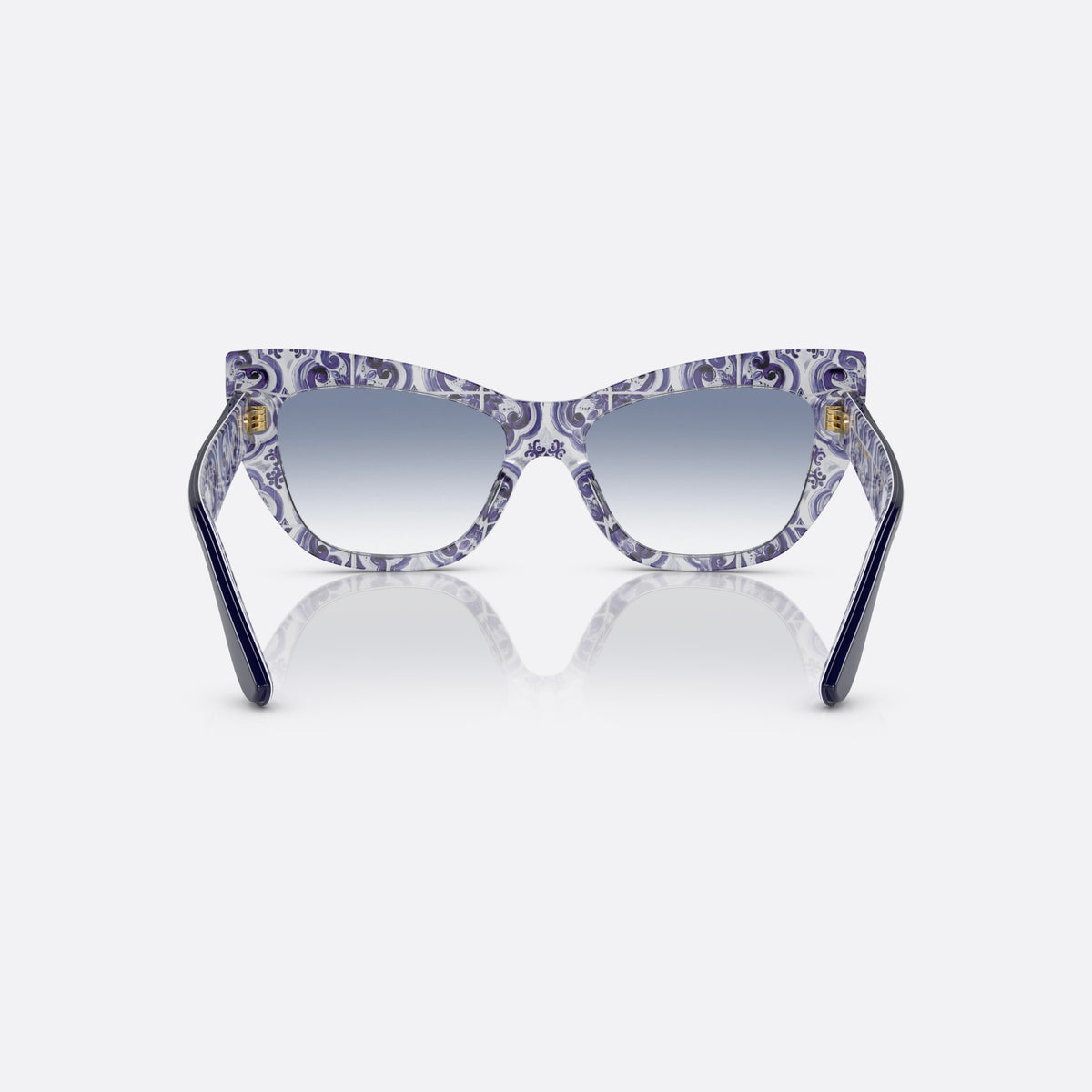 Dolce & Gabbana DG4417 341419 sunglasses, blue cat eye frame for women, plain bridge, integrated into frame, wide tapered temples, back view