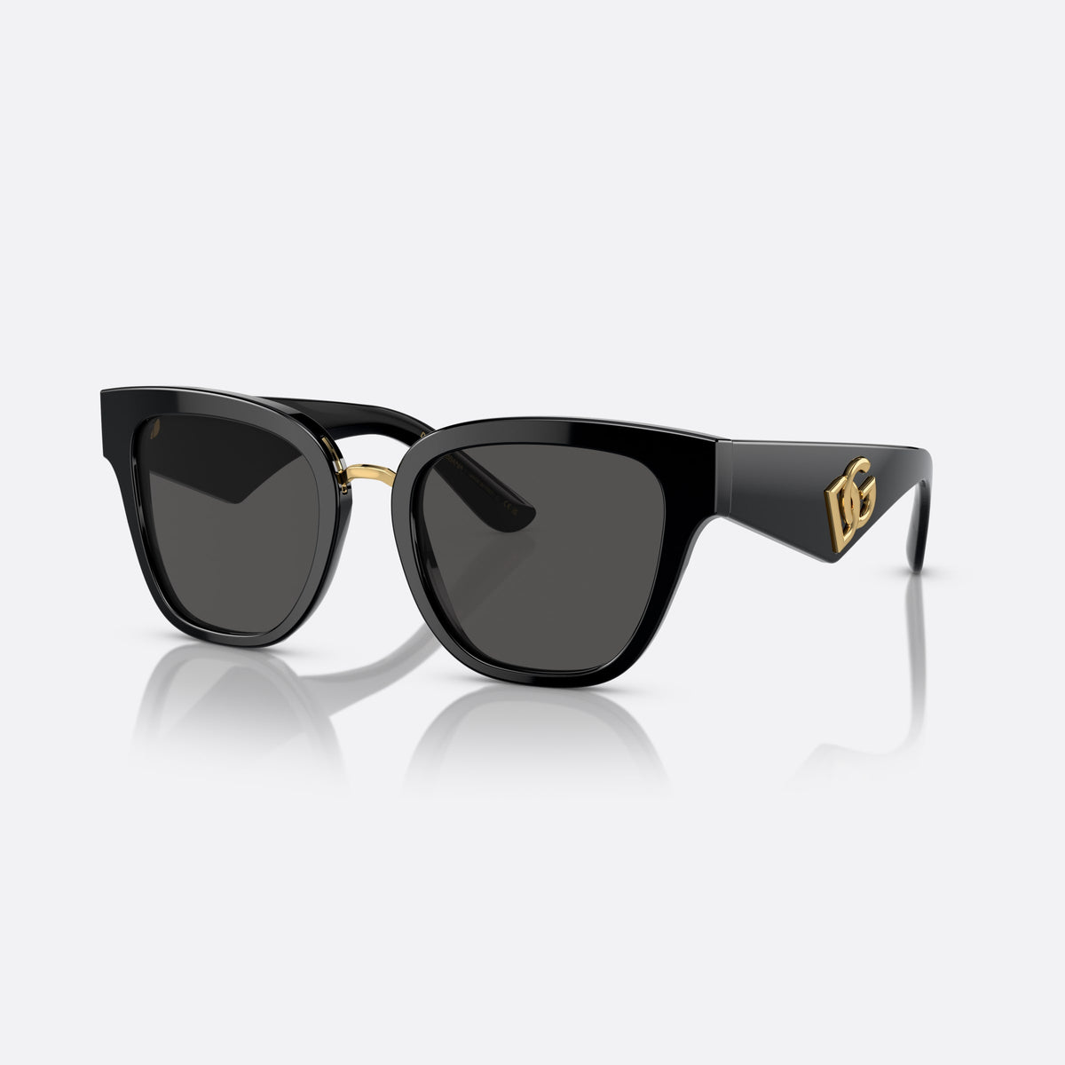 Ochelari de soare Dolce & Gabbana DG4437 501/87, fluture negru, pentru femei, placă cu logoul brandului pe braț, brațe late cu placă