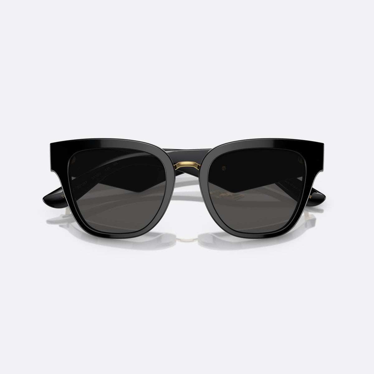 Ochelari de soare Dolce & Gabbana DG4437 501/87, fluture negru, pentru femei, placă cu logoul brandului pe braț, brațe late cu placă, cu brațele pliate