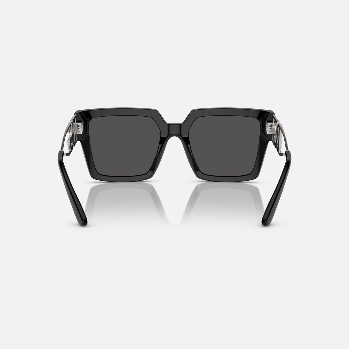Dolce & Gabbana DG4446B 501/87 V sunglasses, black square frame for women, plain bridge, brand lettering on temples, full-rim frame, back view