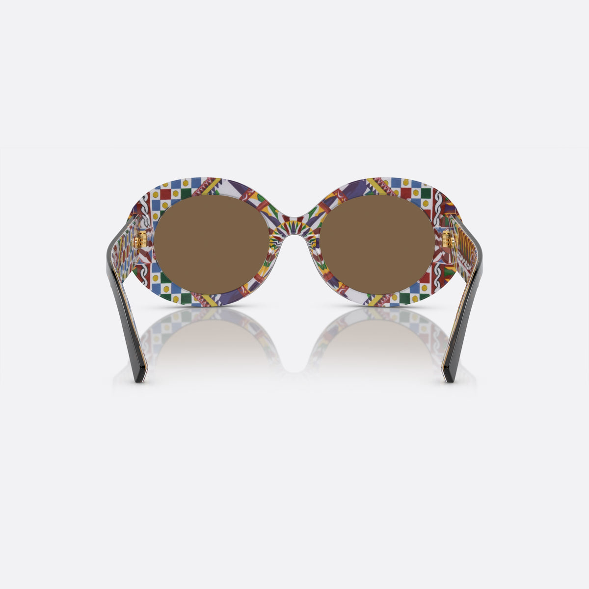 Dolce & Gabbana DG4448 3217/73 A sunglasses, havana oval frame for women, plain acetate bridge, brand logo plaque on temple, back view