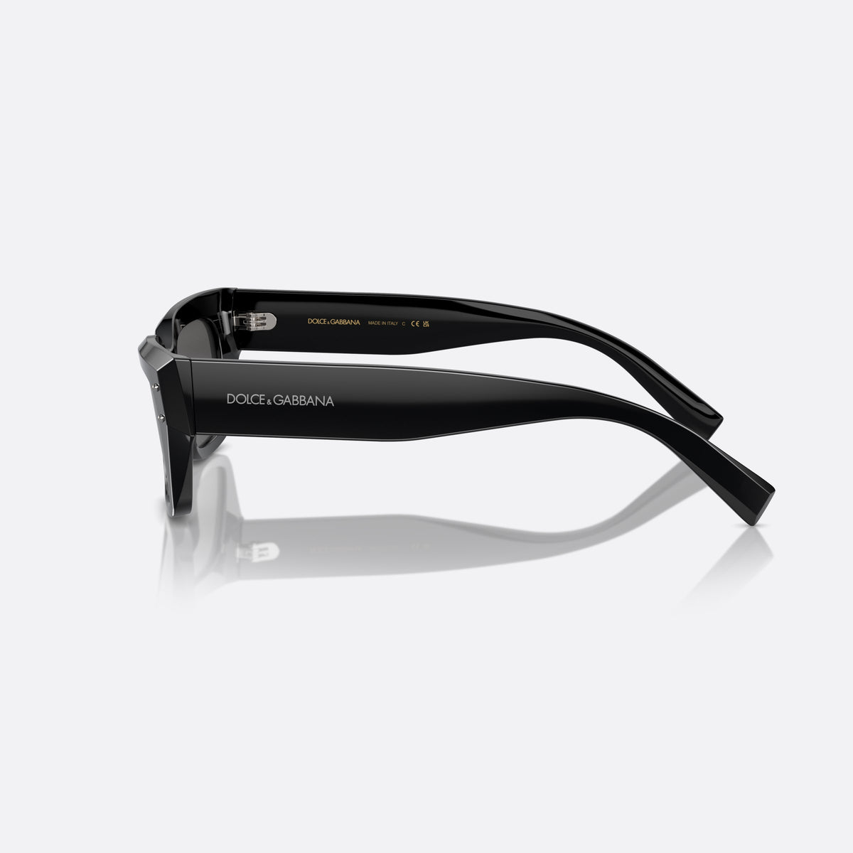 Dolce & Gabbana DG4462 501/87 sunglasses, black cat eye frame for women, plain bridge, brand lettering on temples, full rim