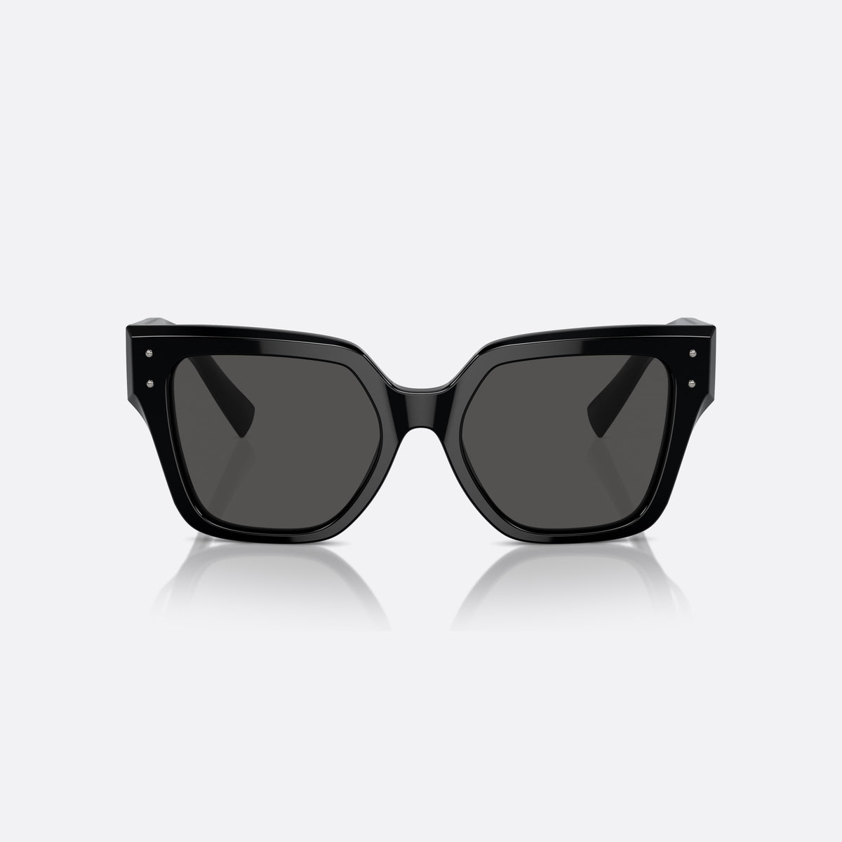 Ochelari de soare Dolce & Gabbana DG4471 501/87, patrati negru, pentru femei, punte integrată simplă, logo brand pe braț, vedere din față