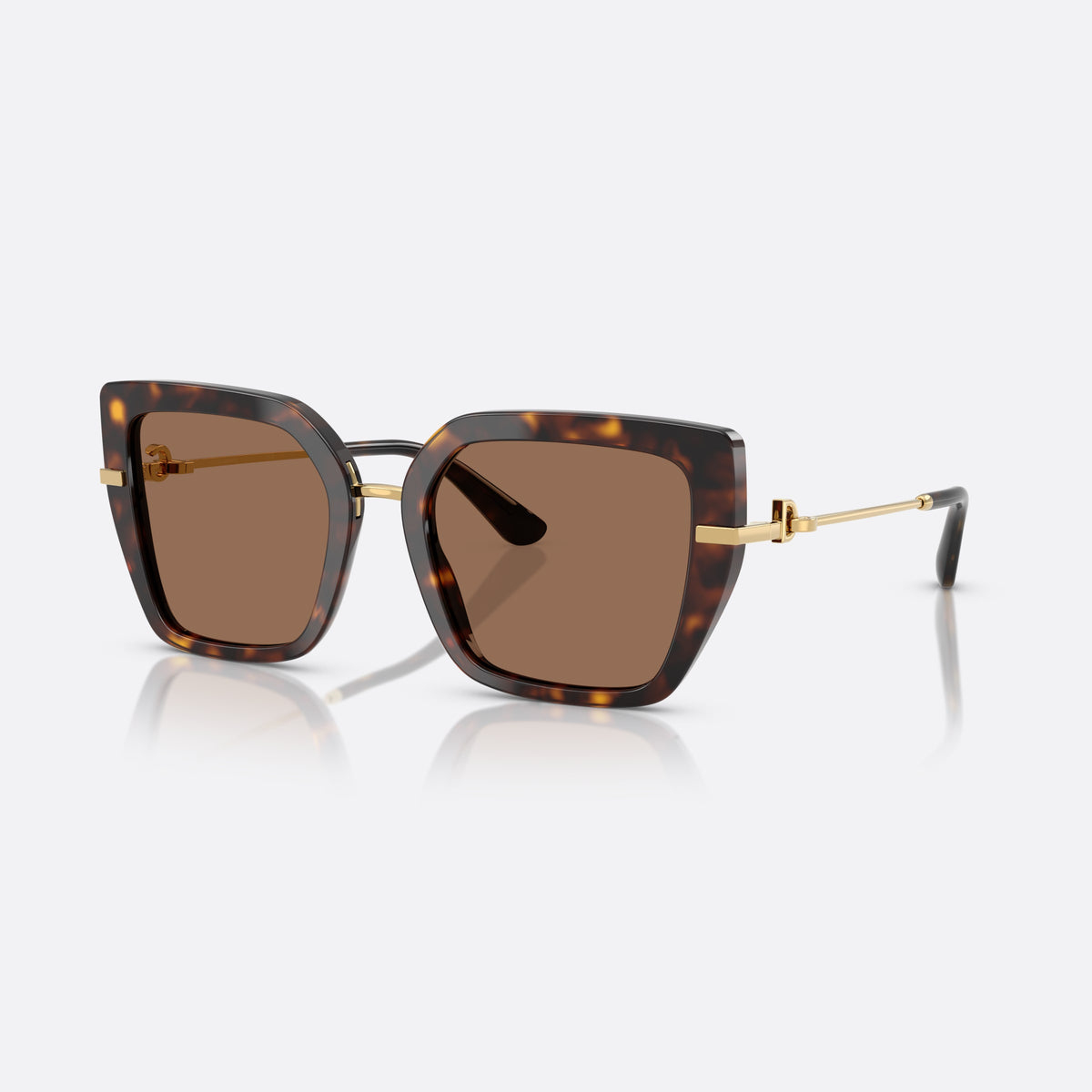 Ochelari de soare Dolce & Gabbana DG4474 502/73, fluture havana, pentru femei, punte metalică cu accent auriu, vârfuri de braț înguste