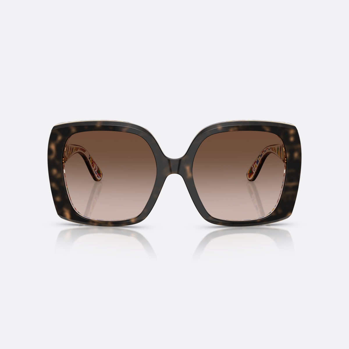 Ochelari de soare Dolce & Gabbana DG4475 321713, patrati havana, pentru femei, punte simplă care unește rama, brațe late cu capete înguste