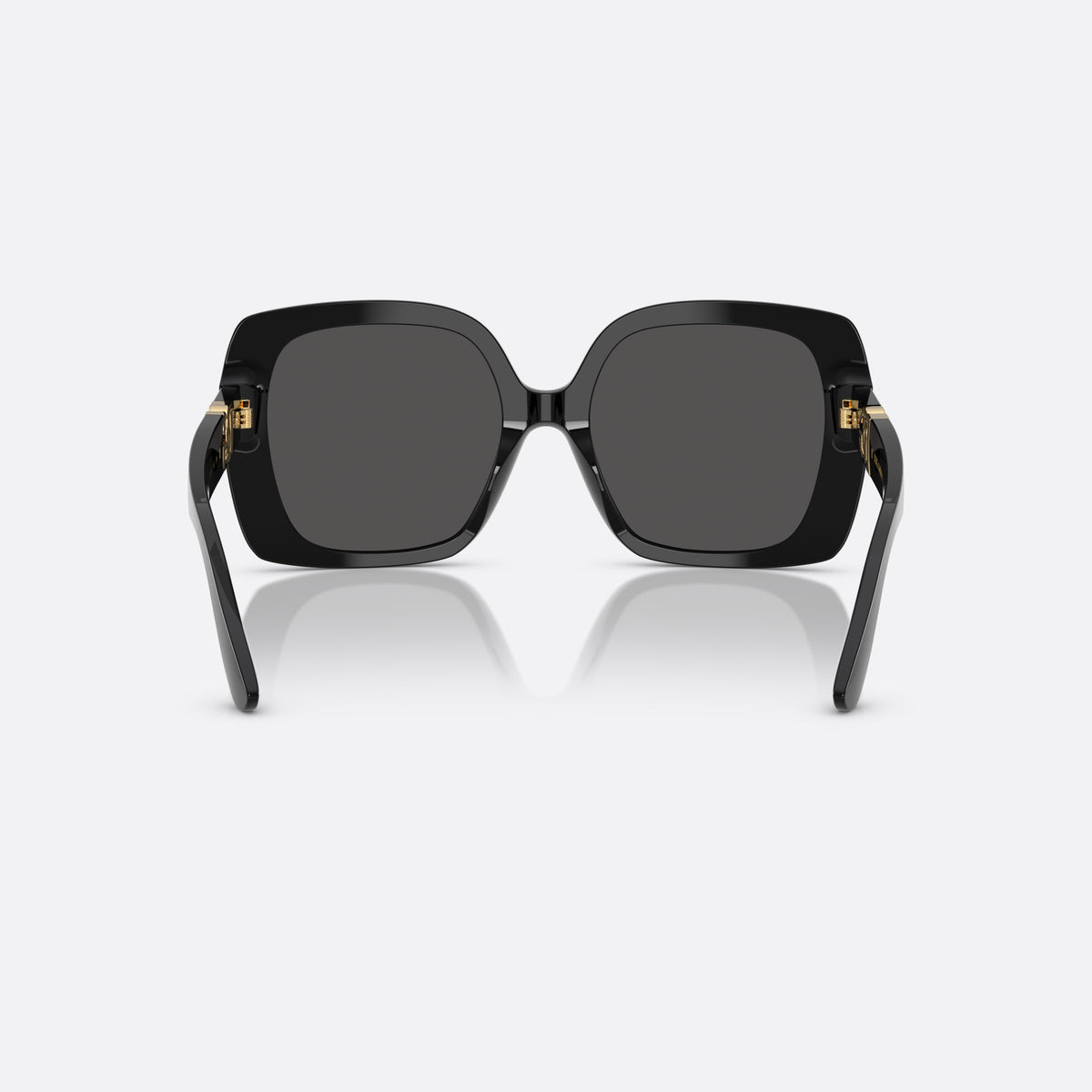 Dolce & Gabbana DG4475 501/87 sunglasses, black square frame for women, plain bridge, brand logo plaque on temples, back view