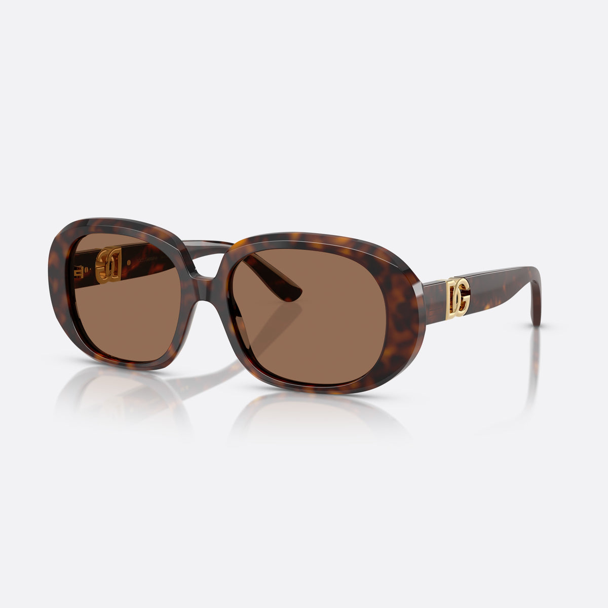 Dolce & Gabbana DG4476 502/73 sunglasses, havana oval frame for women, keyhole bridge, brand logo plaque on temples