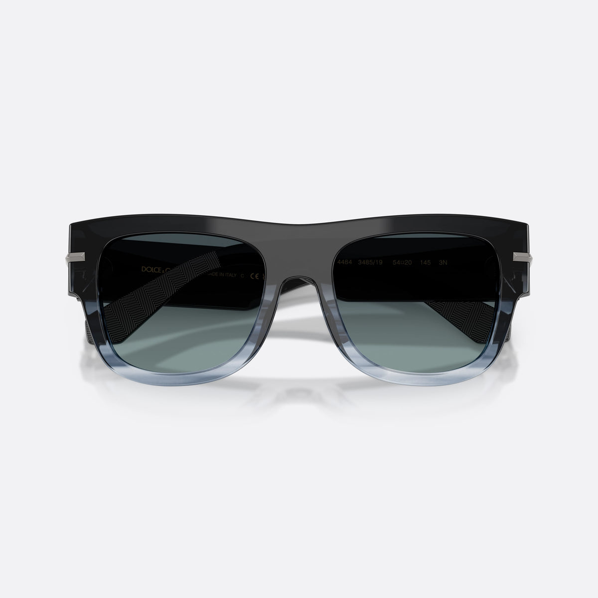 Ochelari de soare Dolce & Gabbana DG4484 348519, patrati albastru, pentru bărbați, punte simplă, literele brandului pe brațe, ramă completă, cu brațele pliate