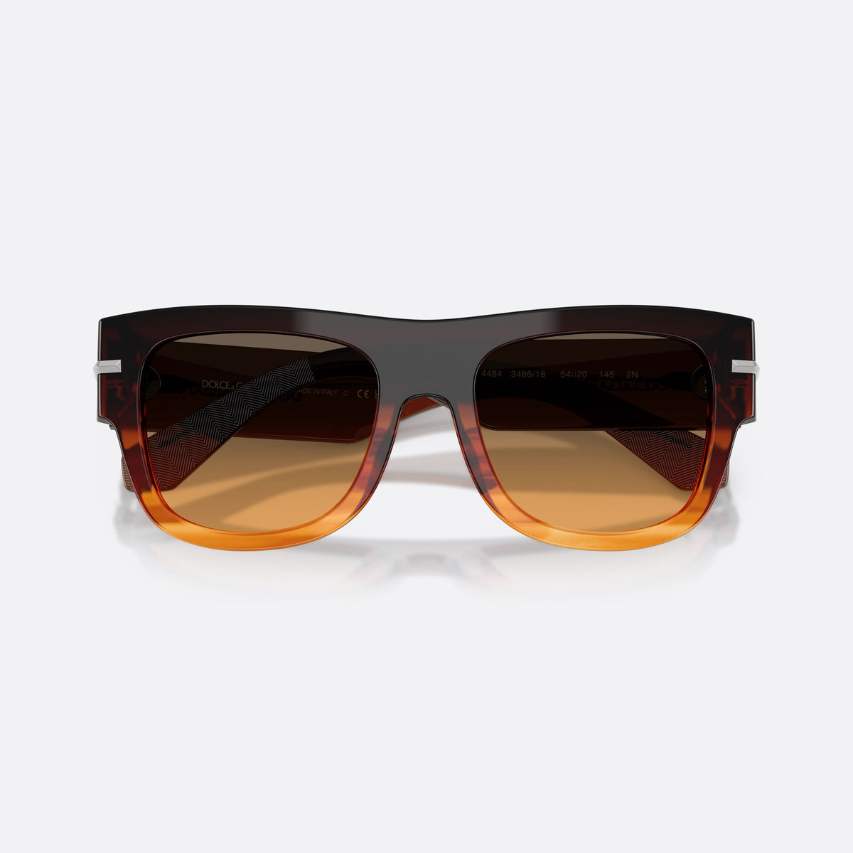 Ochelari de soare Dolce & Gabbana DG4484 348618, patrati maro, pentru bărbați, punte simplă, integrată în față, brațe late și plate, cu brațele pliate
