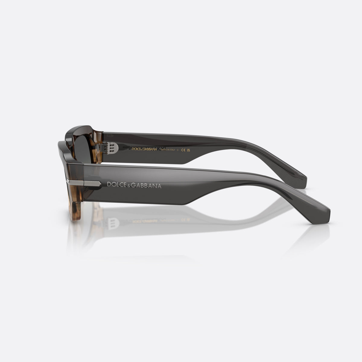 Ochelari de soare Dolce & Gabbana DG4485 348411, rectangulari gri, pentru bărbați, punte simplă, integrată în ramă, ramă completă, vedere laterală