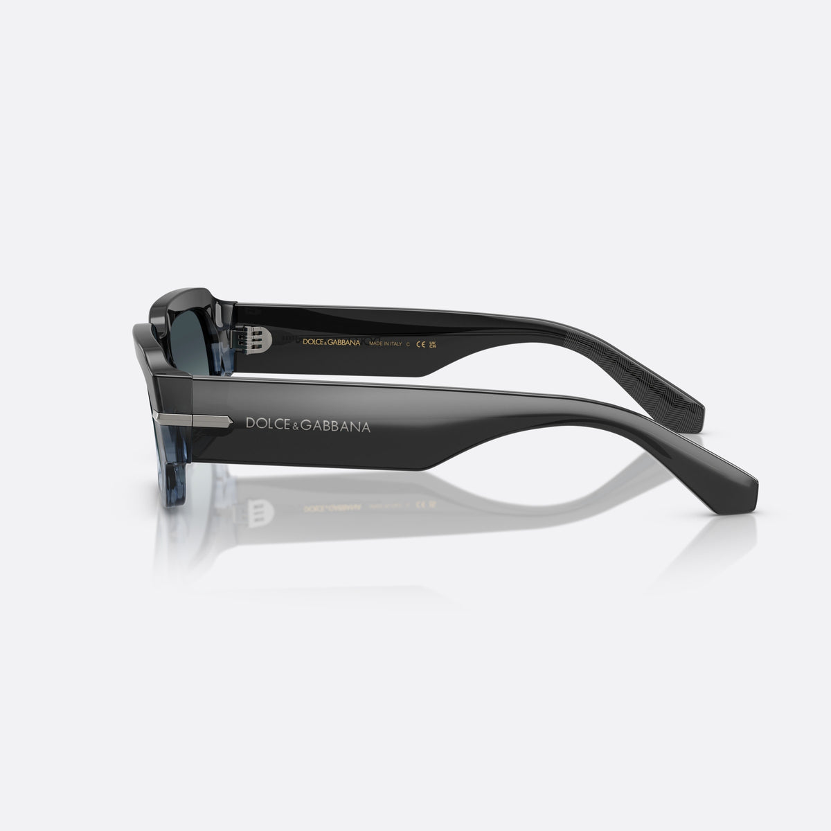 Dolce & Gabbana DG4485 348519 sunglasses, blue rectangle frame for men, plain bridge, integrated into front, full-rim frame, side view