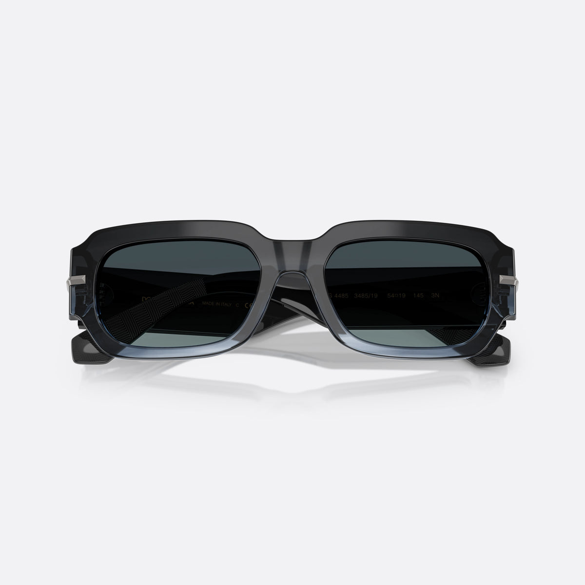 Dolce & Gabbana DG4485 348519 sunglasses, blue rectangle frame for men, plain bridge, integrated into front, full-rim frame, folded
