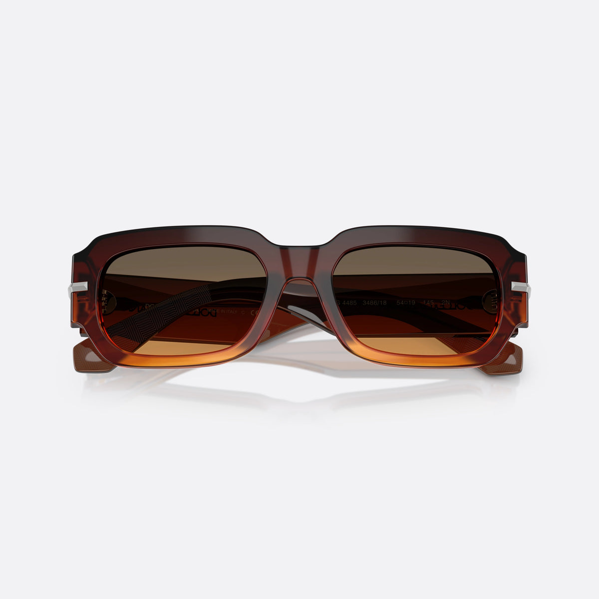 Dolce & Gabbana DG4485 348618 sunglasses, brown rectangle frame for men, plain bridge, wide tapered temples, folded