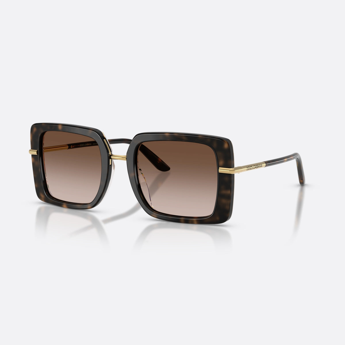 Dolce & Gabbana DG4491 321713 sunglasses, havana square frame for women, metal saddle bridge, brand lettering on temples