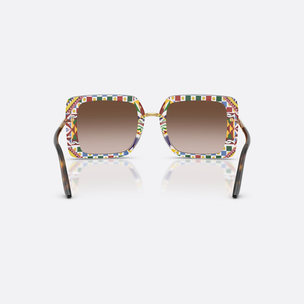 Dolce & Gabbana DG4491 321713 sunglasses, havana square frame for women, metal saddle bridge, brand lettering on temples, back view