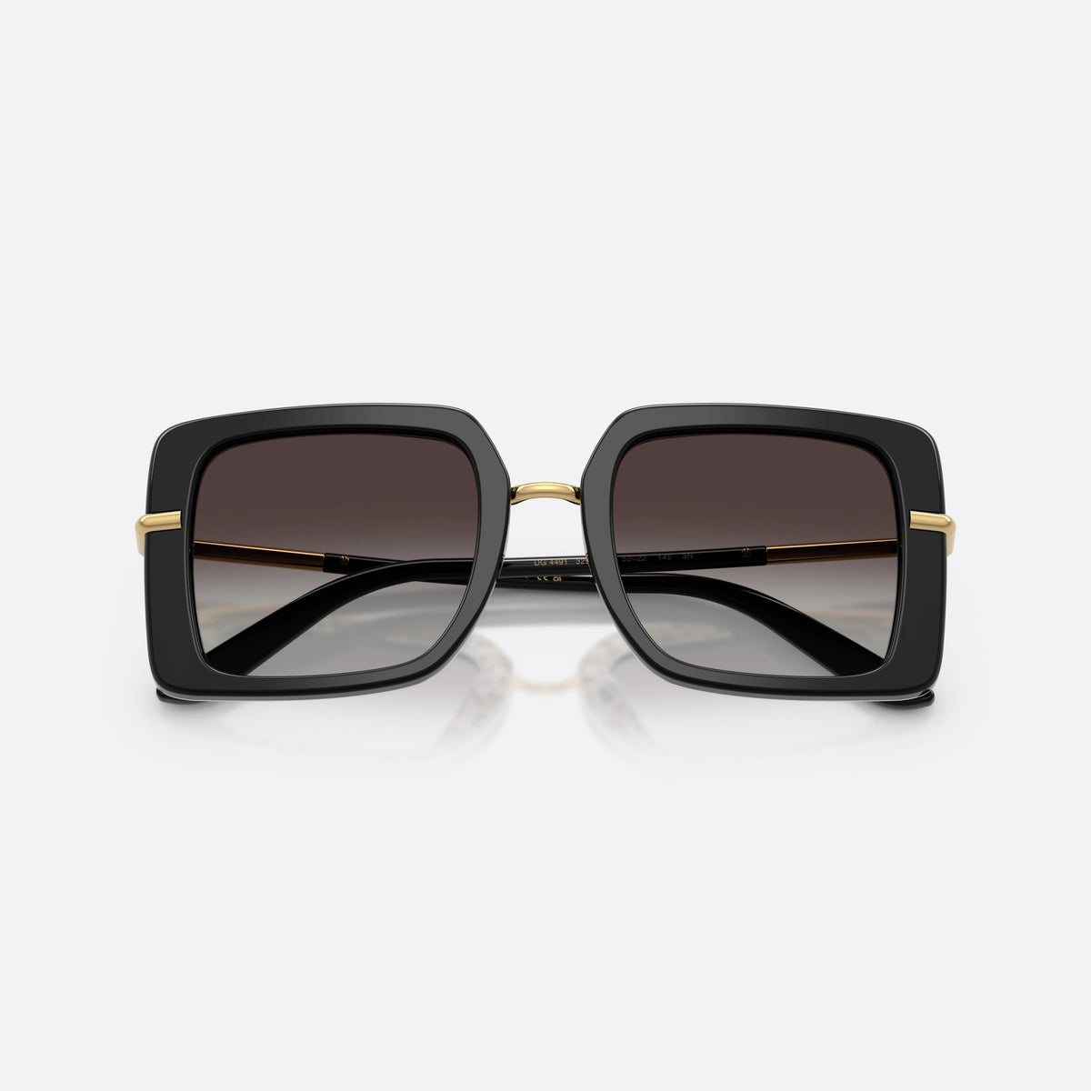 Ochelari de soare Dolce & Gabbana DG4491 32998G, patrati negru, pentru femei, punte metalică cu accent auriu, brațe subțiri, conice, cu brațele pliate