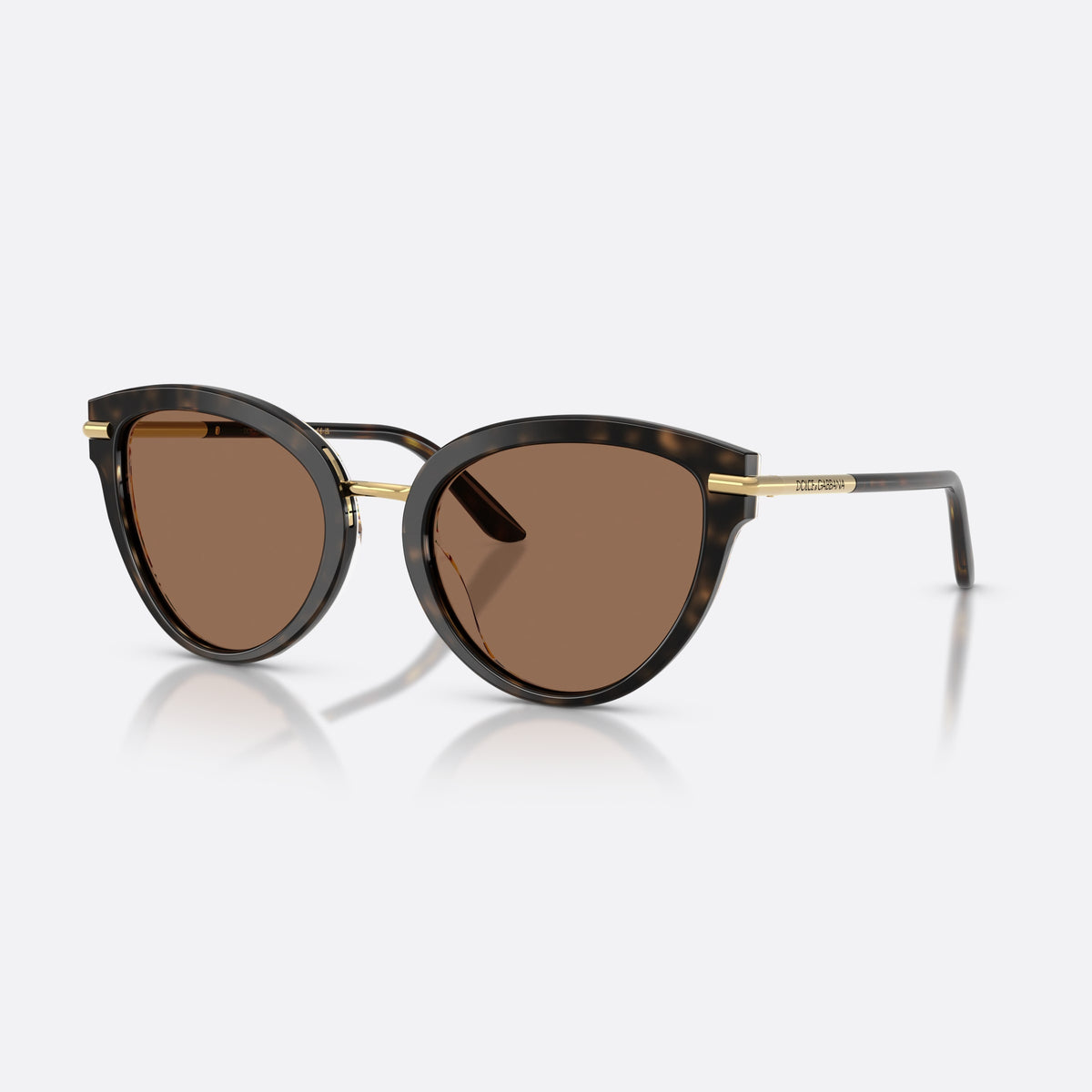 Ochelari de soare Dolce & Gabbana DG4492 321713, fluture havana, pentru femei, punte subțire metalică, literele brandului pe brațe