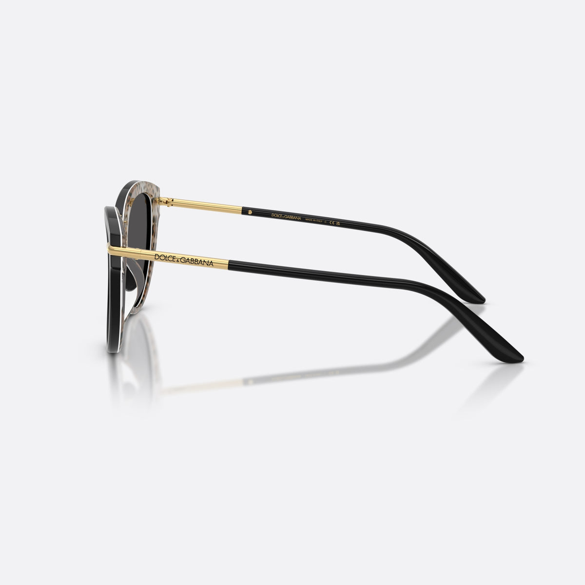 Ochelari de soare Dolce & Gabbana DG4492 32998G, fluture negru, pentru femei, punte metalică cu finisaj auriu, ramă completă, vedere laterală