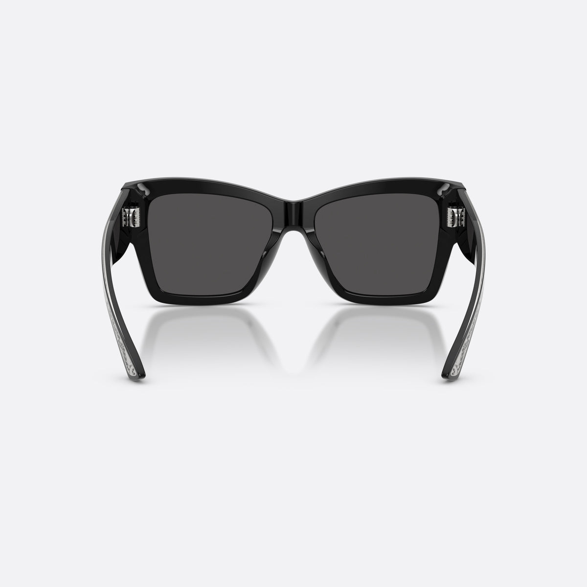 Ochelari de soare Dolce & Gabbana DG4493 501/87, patrati negru, pentru femei, punte simplă, litere brand pe brațe, ramă completă, vedere din spate
