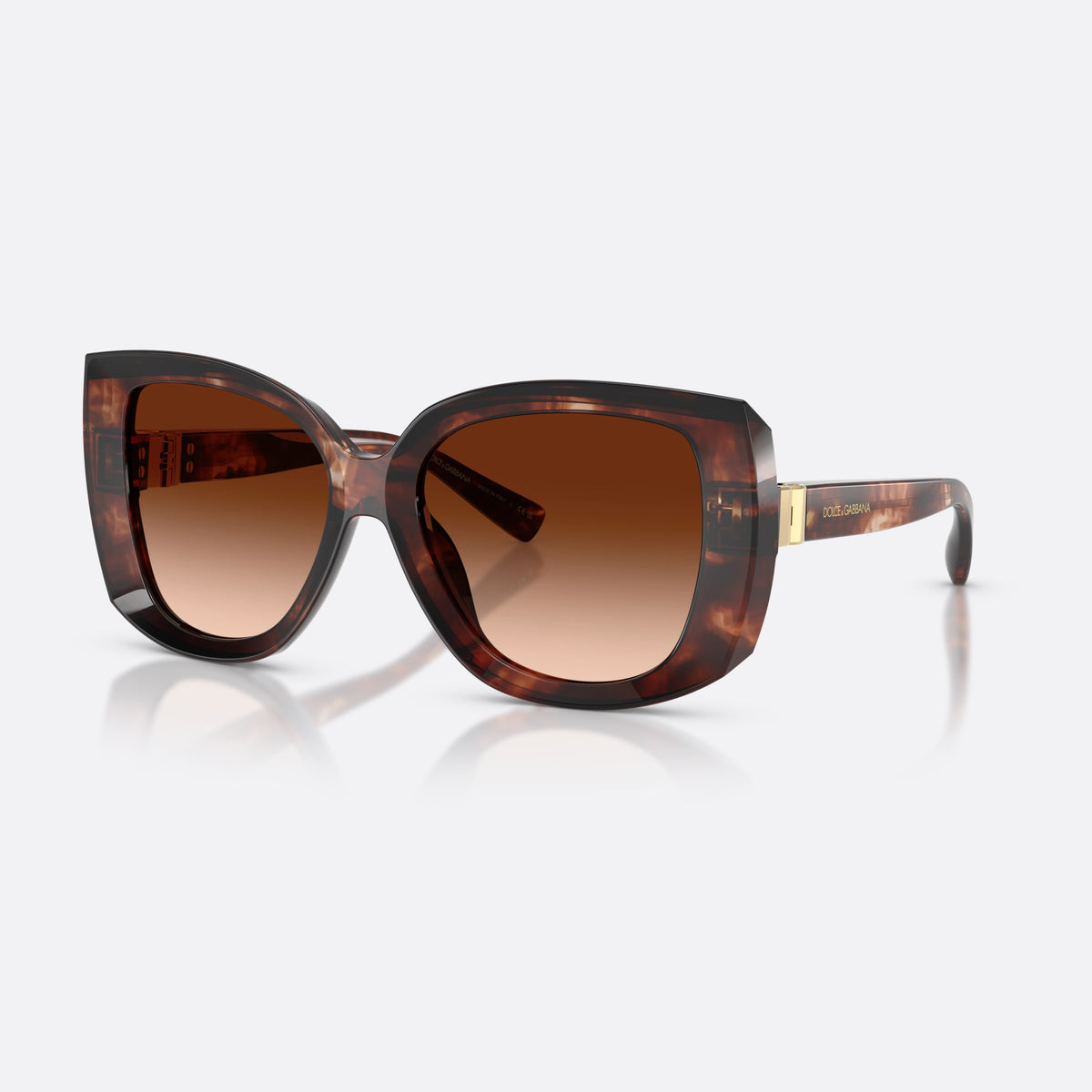 Dolce & Gabbana DG4495 322274 sunglasses, red square frame for women, plain bridge, brand lettering on temples, full-rim frame