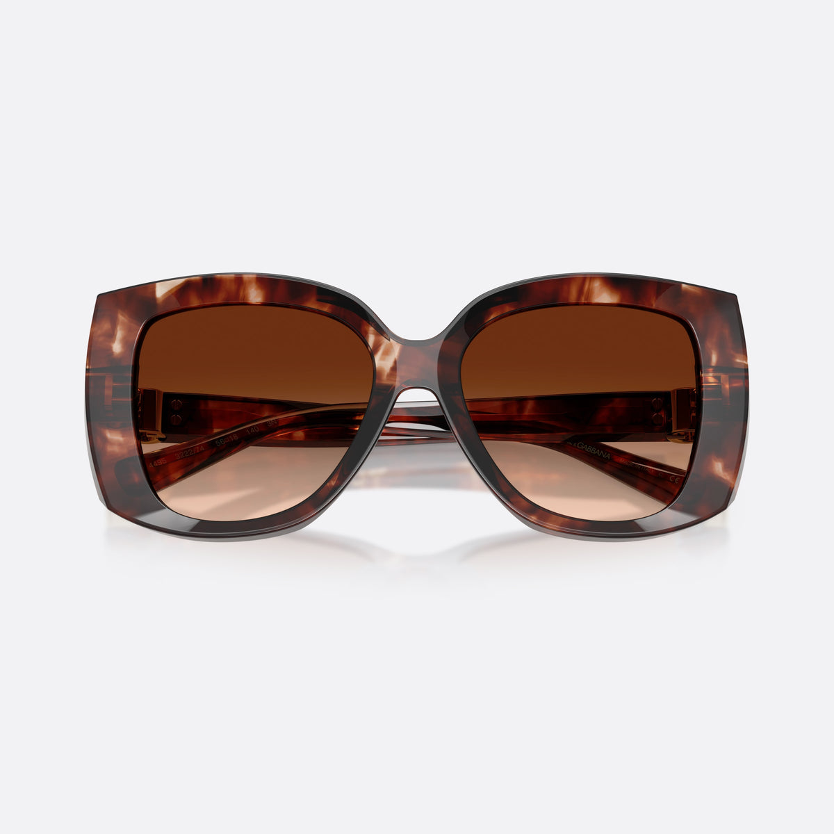 Dolce & Gabbana DG4495 322274 sunglasses, red square frame for women, plain bridge, brand lettering on temples, full-rim frame, folded