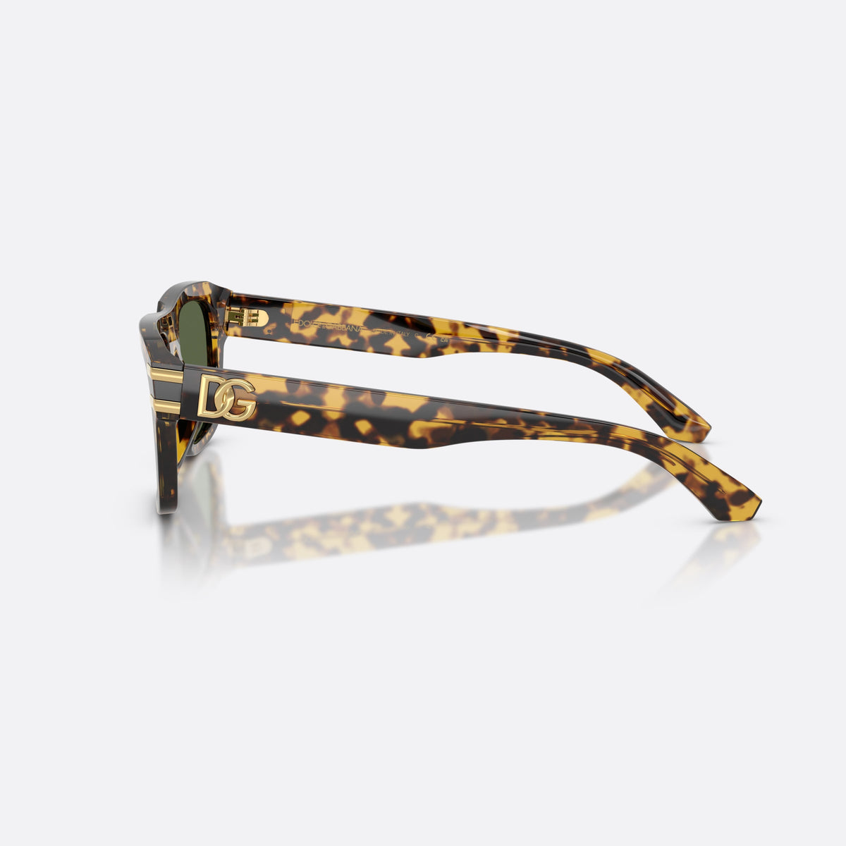 Dolce & Gabbana DG4496 333071 sunglasses, havana rectangle frame for men, keyhole bridge, brand logo plaque on temple, side view