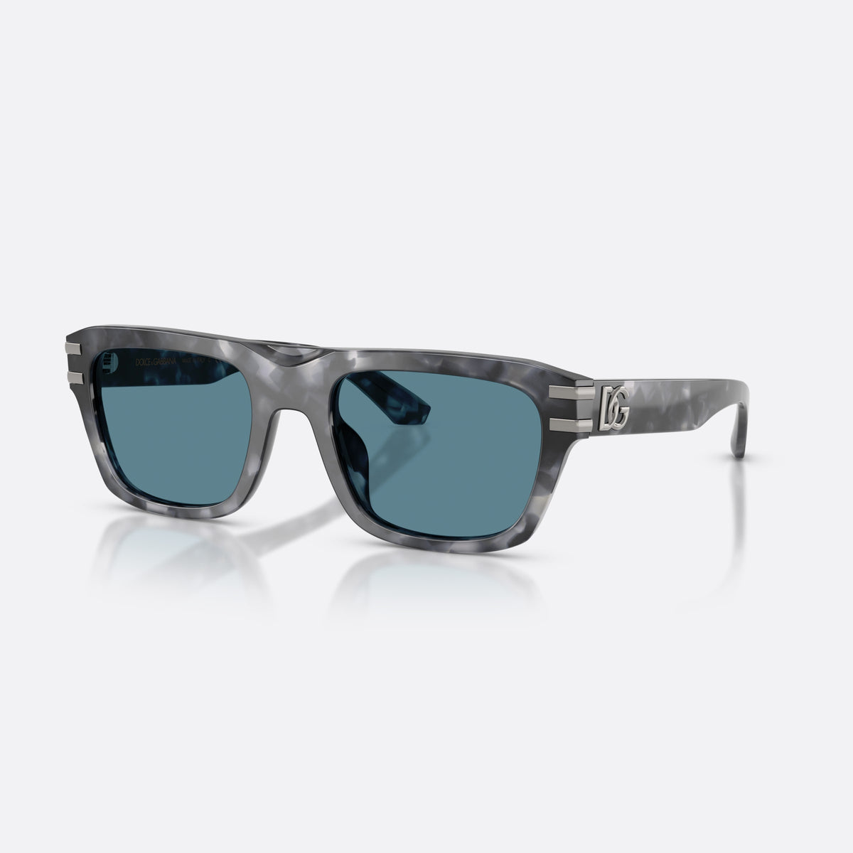 Dolce & Gabbana DG4496 3445/1 sunglasses, havana rectangle frame for men, plain double-arch bridge, brand lettering on temples