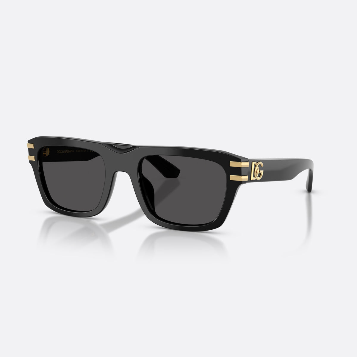 Dolce & Gabbana DG4496 501/87 sunglasses, black rectangle frame for men, plain bridge with central dip, slim tapered temples
