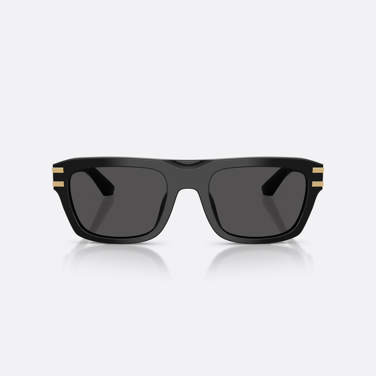 Dolce & Gabbana DG4496 501/87 sunglasses, black rectangle frame for men, plain bridge with central dip, slim tapered temples, front view