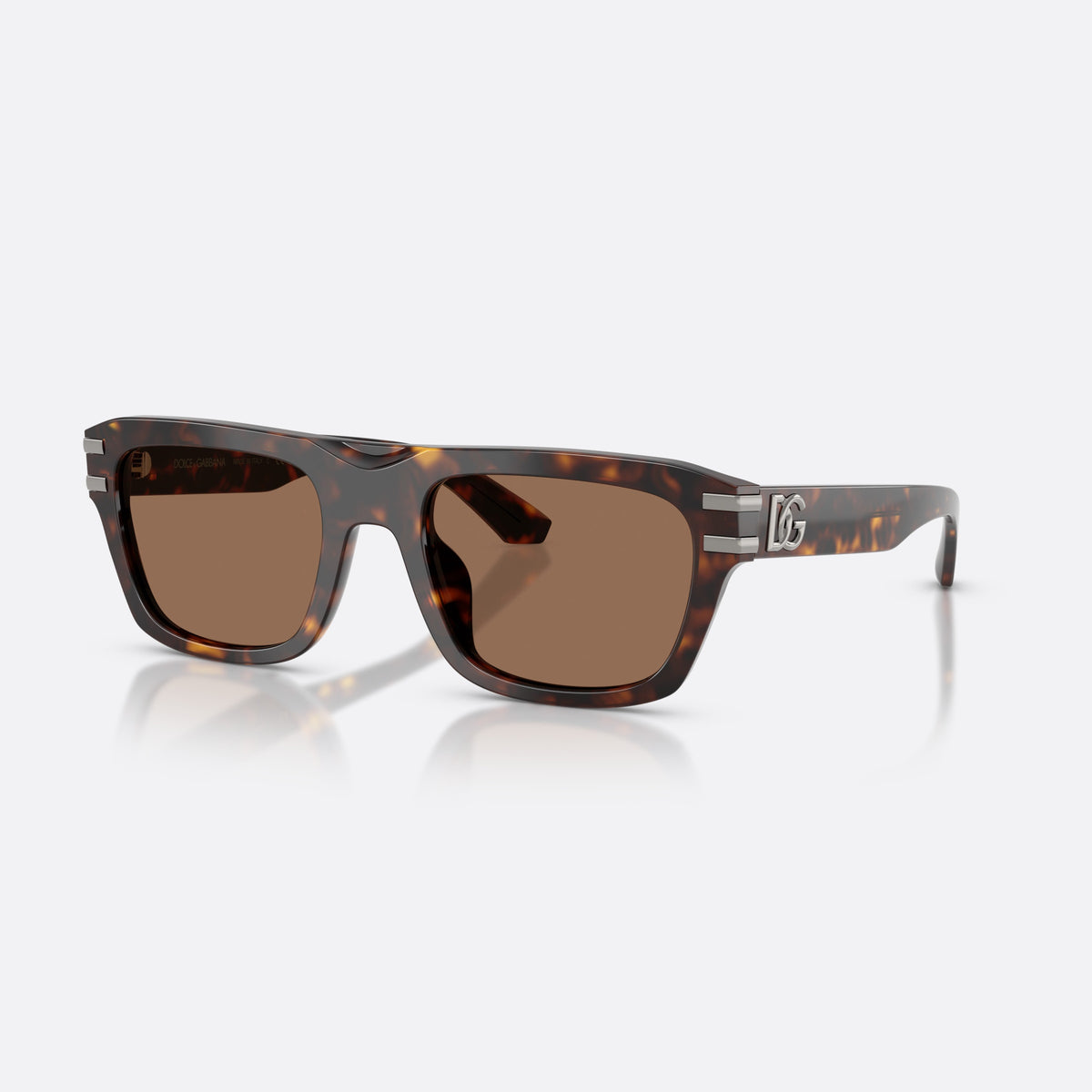 Ochelari de soare Dolce & Gabbana DG4496 502/73, rectangulari havana, pentru bărbați, punte simplă tip șa, placă cu logoul brandului pe braț