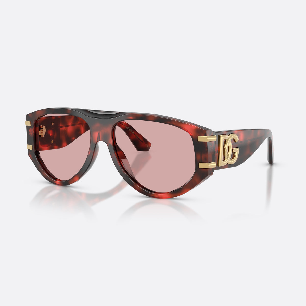 Ochelari de soare Dolce & Gabbana DG4499 335884, pilot havana, pentru femei, punte dublă cu bară superioară, placă cu logo pe braț