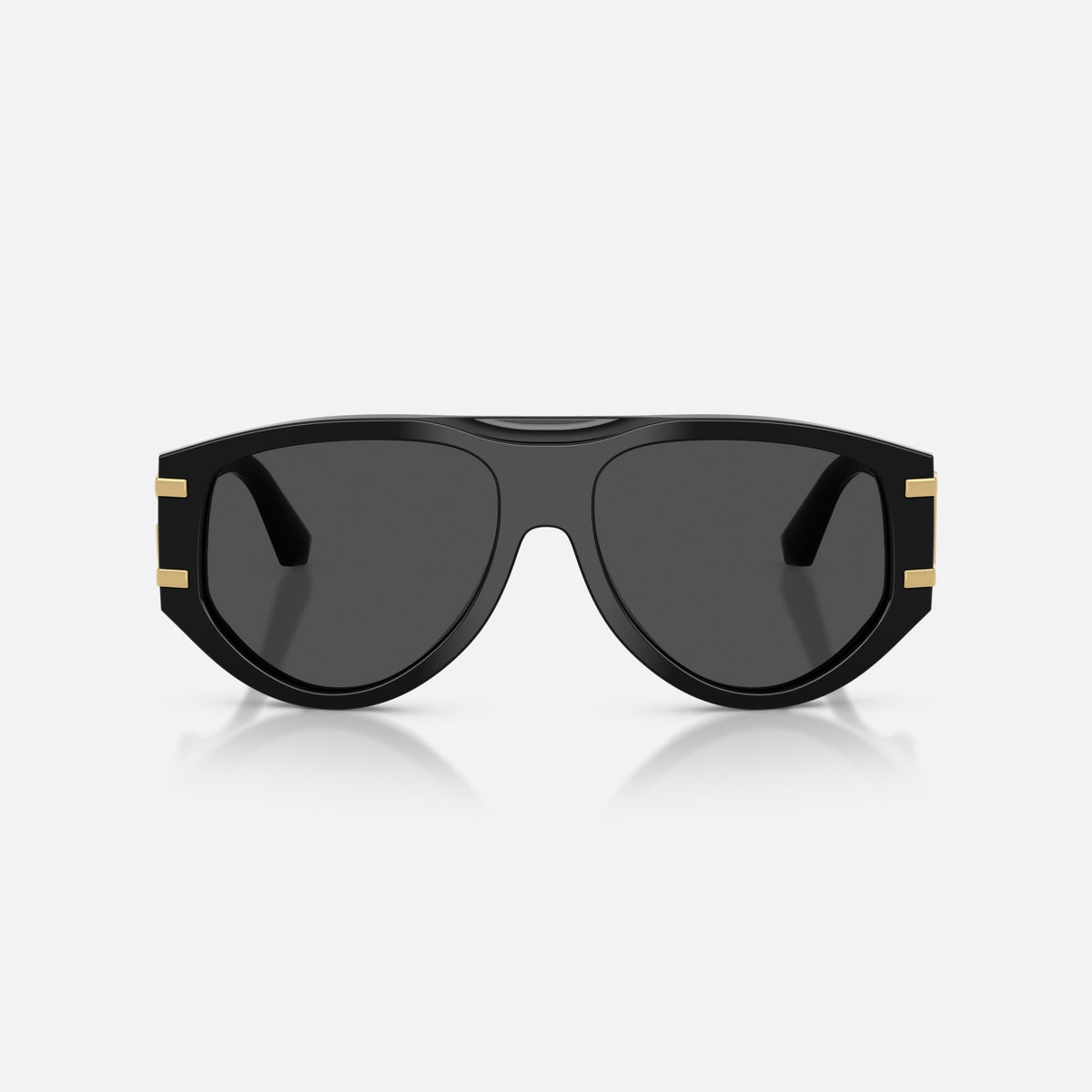 Ochelari de soare Dolce & Gabbana DG4499 501/87, pilot negru, pentru femei, punte simplă, logo auriu al brandului pe braț, vedere din față