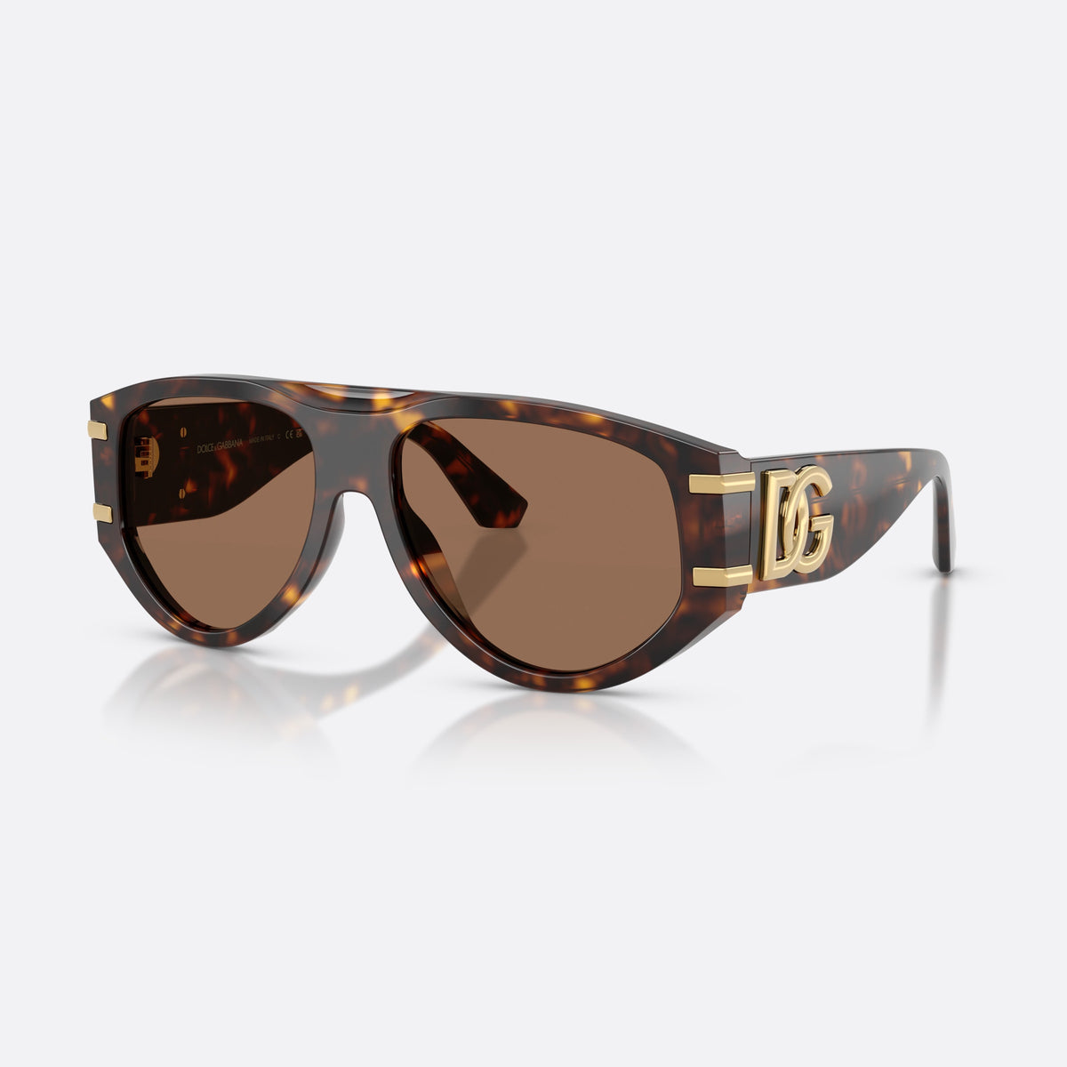 Dolce & Gabbana DG4499 502/73 sunglasses, havana pilot frame for women, plain saddle bridge, brand logo plaque on temple