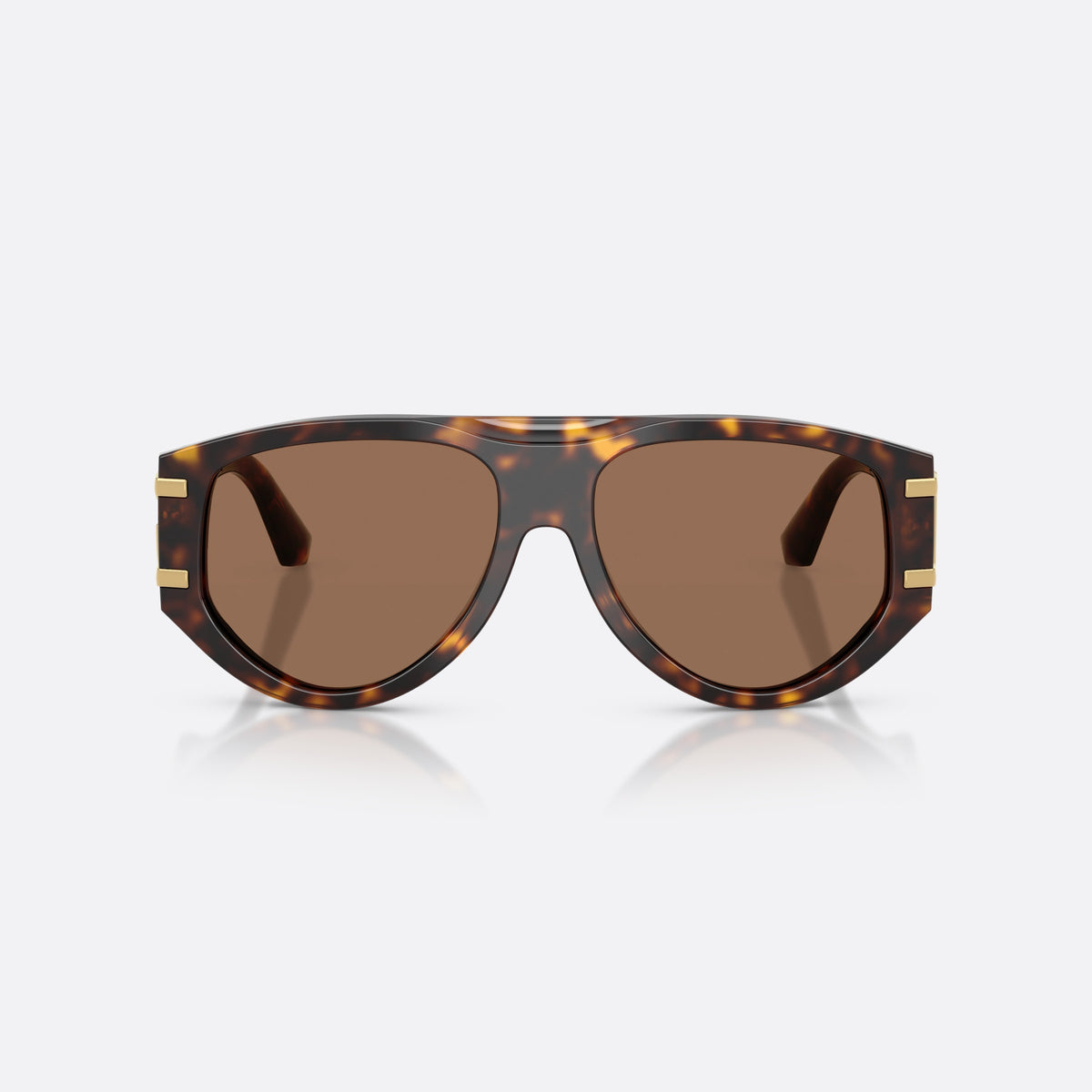 Dolce & Gabbana DG4499 502/73 sunglasses, havana pilot frame for women, plain saddle bridge, brand logo plaque on temple, front view