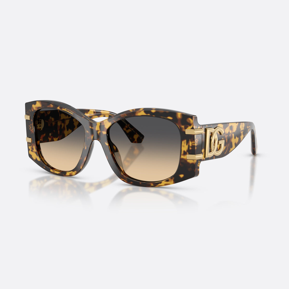 Ochelari de soare Dolce & Gabbana DG4501 33302Q, fluture havana, pentru femei, punte simplă între lentile, brațe late cu placă