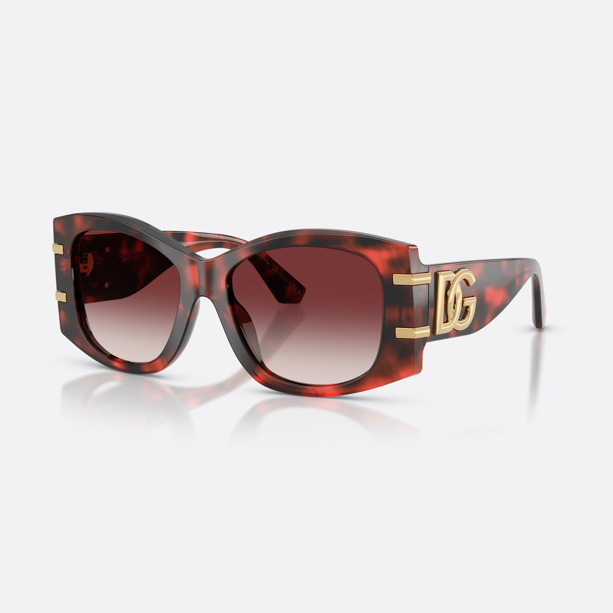 Dolce & Gabbana DG4501 33588H sunglasses, havana butterfly frame for women, keyhole bridge, interlocking gold-tone brand logo