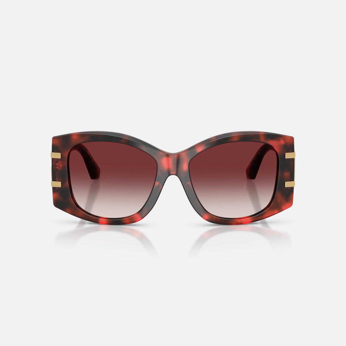 Dolce & Gabbana DG4501 33588H sunglasses, havana butterfly frame for women, keyhole bridge, interlocking gold-tone brand logo, front view