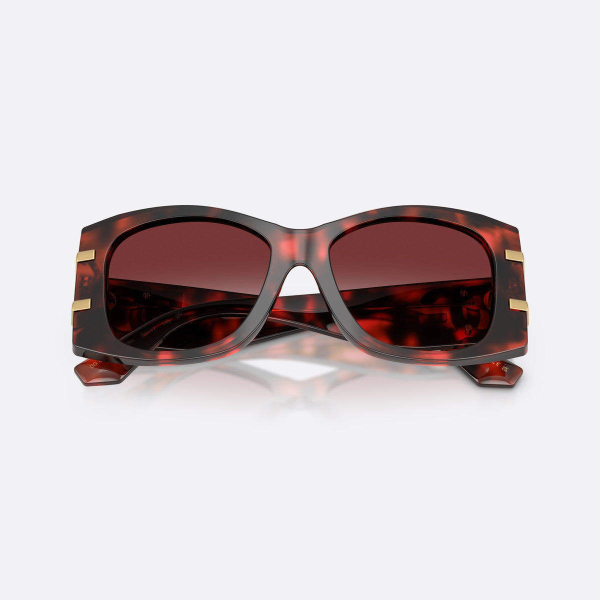 Dolce & Gabbana DG4501 33588H sunglasses, havana butterfly frame for women, keyhole bridge, interlocking gold-tone brand logo, folded